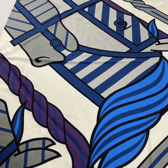 HERMES Bolduc AU Cream Gray Multi Scarf bran-478-090825 - Picture 4 of 7